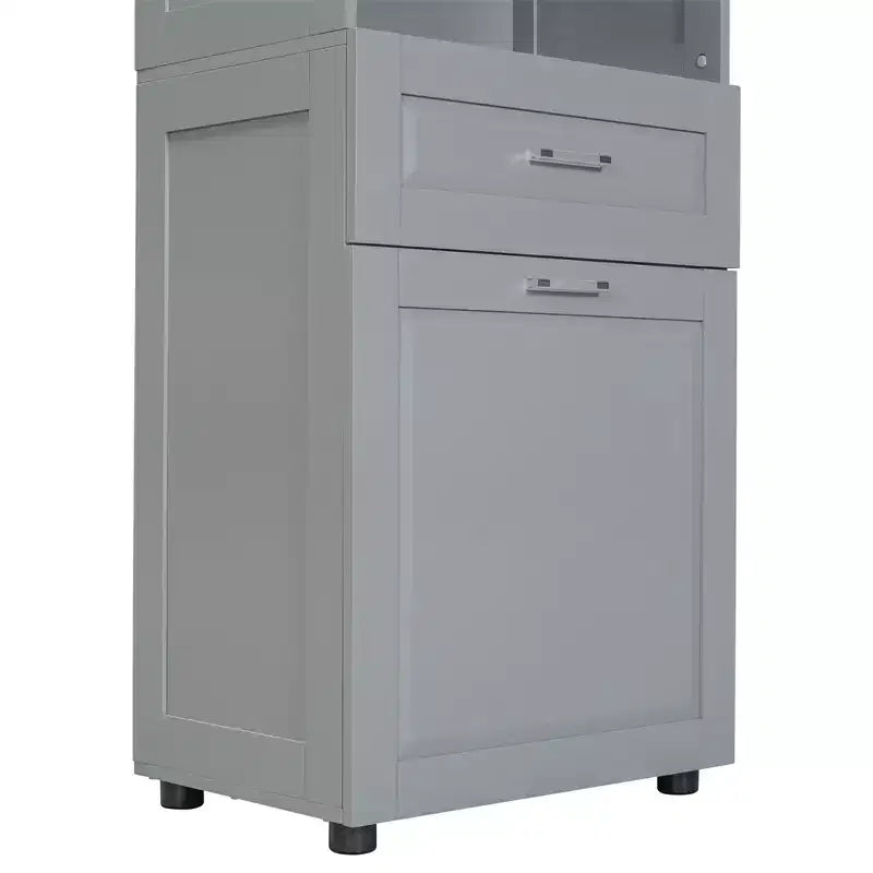 Mobile alto e stretto per bagno con cesto portabiancheria, 2 ante e 1 cassetto, per bagno, lavanderia o soggiorno