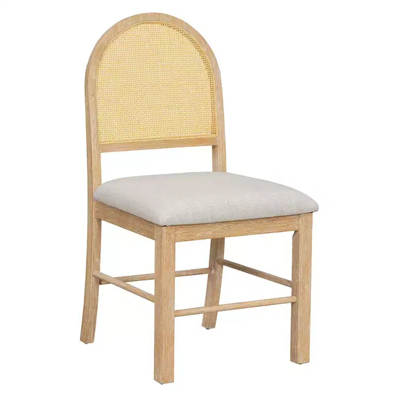 Tavolo da pranzo in stile rustico con tavolo rettangolare da 59.8 pollici e sedie in rattan imbottite