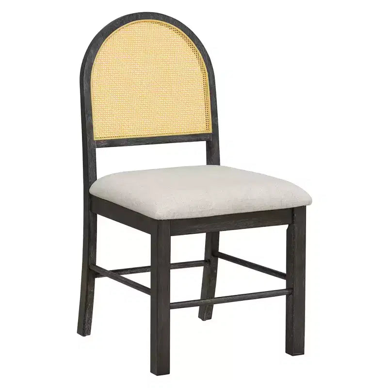 Tavolo da pranzo in stile rustico con tavolo rettangolare da 59.8 pollici e sedie in rattan imbottite