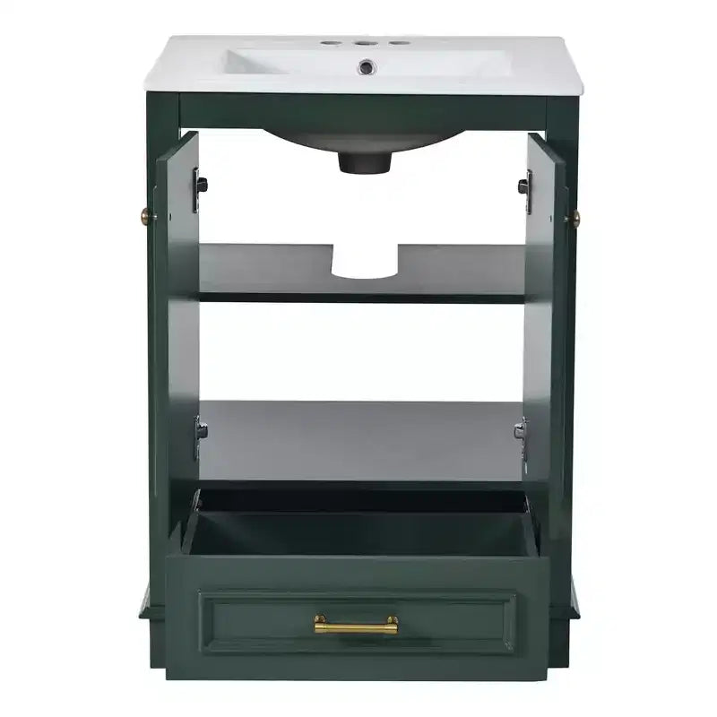 Mobile bagno moderno da 24 pollici, mobile lavabo singolo con 2 ante e 1 cassetto, ripiani regolabili