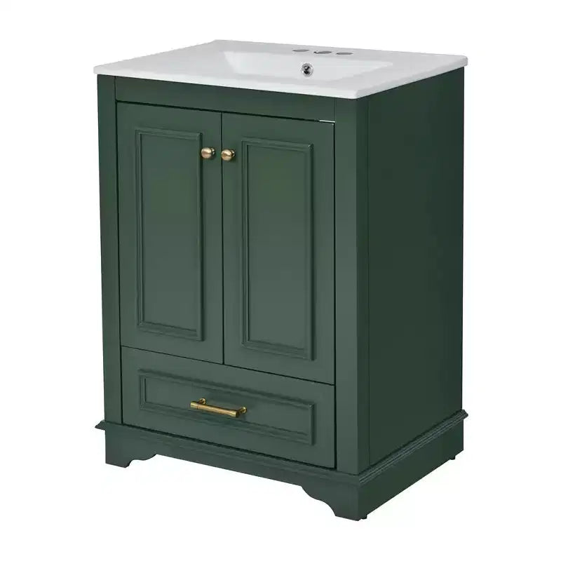 Mobile bagno moderno da 24 pollici, mobile lavabo singolo con 2 ante e 1 cassetto, ripiani regolabili