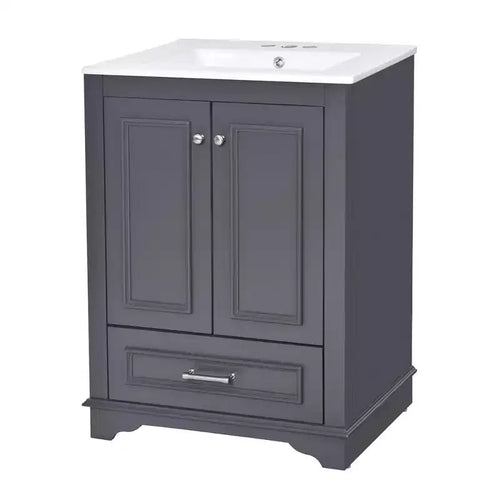 24 Modern Bathroom Vanity, Bathroom Single Sink Cabinet with 2 Doors and 1 Drawer, Adjustable Shelves