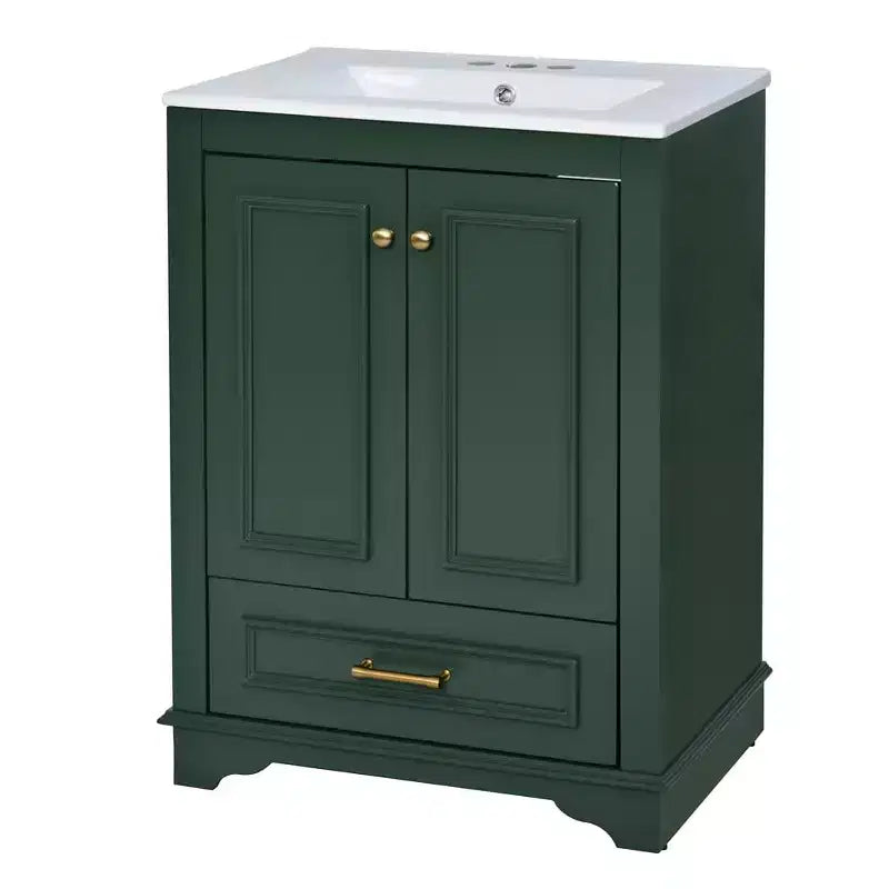 Mobile bagno moderno da 24 pollici, mobile lavabo singolo con 2 ante e 1 cassetto, ripiani regolabili