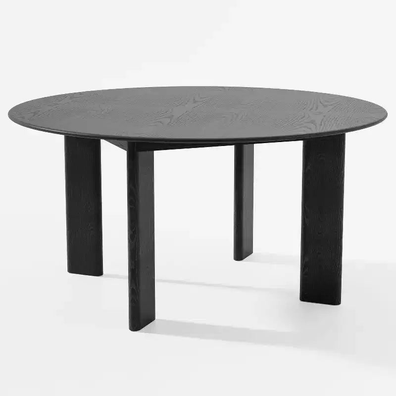 59 Modern Round Dining Table for 6-8 with Dense Wood Tabletop & Stable Base Wooden Dining Table for Kitchen Dining Room Black