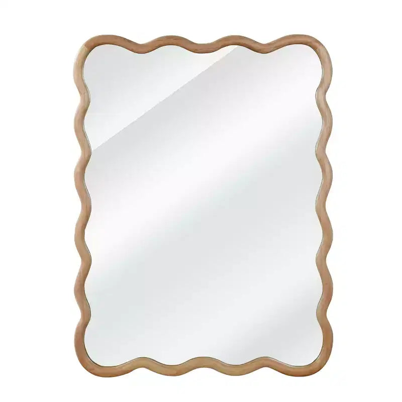 Specchio decorativo con cornice in legno massello rettangolare ondulato 30 x 40 Specchio da parete moderno rustico per camera da letto, bagno, soggiorno, ingresso in legno naturale
