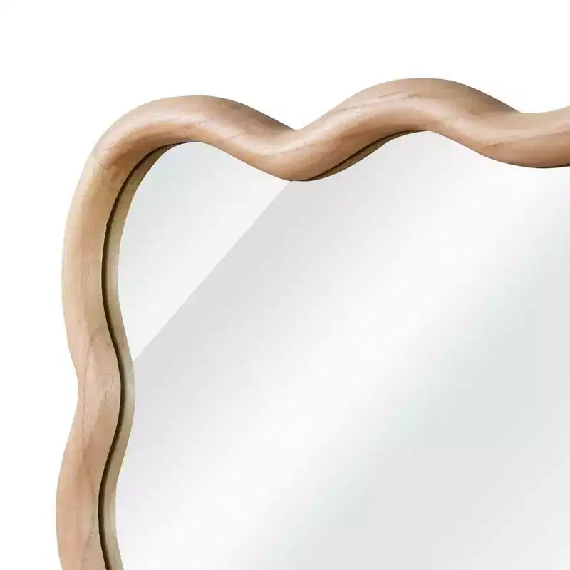Specchio decorativo con cornice in legno massello rettangolare ondulato 30 x 40 Specchio da parete moderno rustico per camera da letto, bagno, soggiorno, ingresso in legno naturale